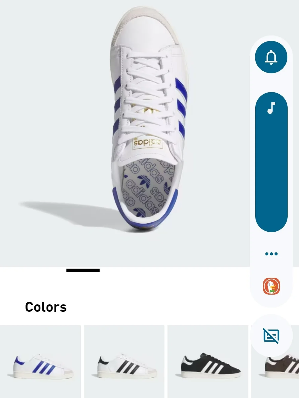 adidas White Sneakers with Blue Accents and Black Logo
